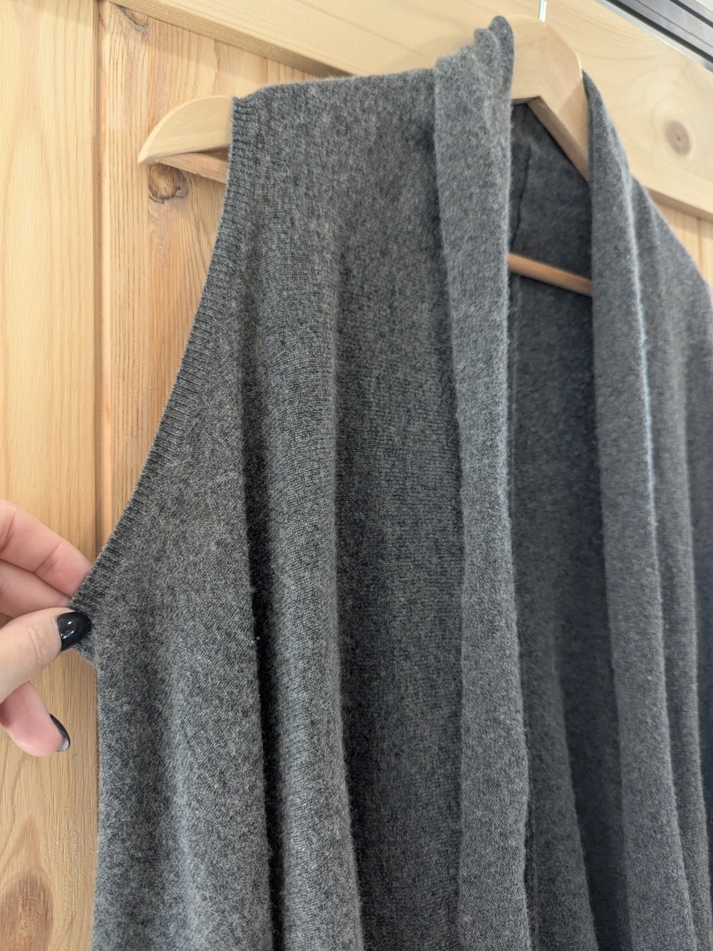 Gray Wool Cashmere Waterfall Vest - Picture 6 of 7